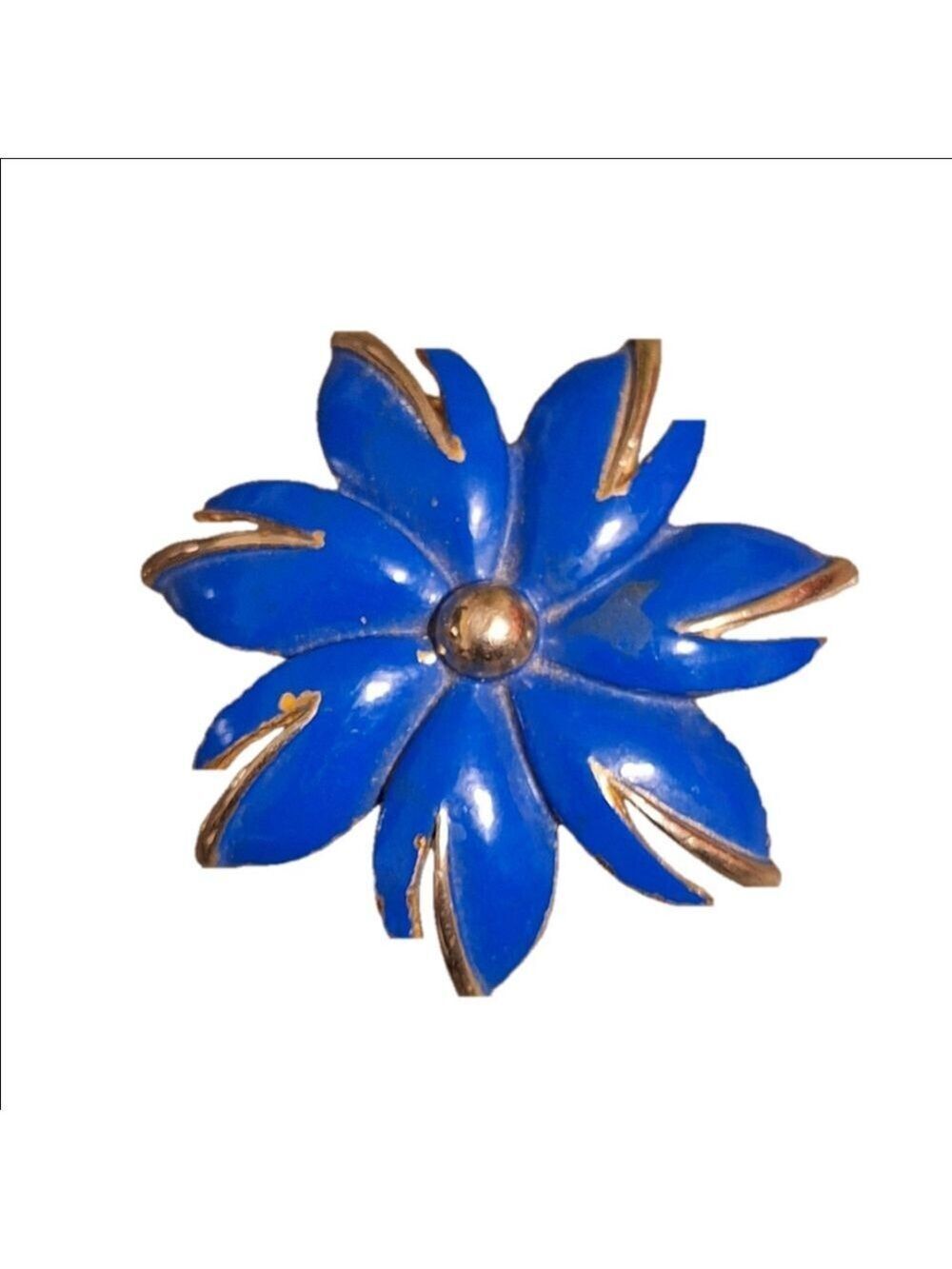 Sarah Coventry Blue enamel flower brooch pin euc